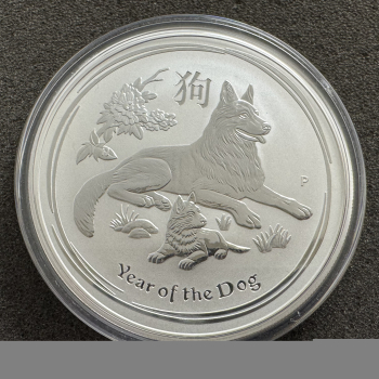 2 Unzen Silber Australien Lunar II Hund 2018