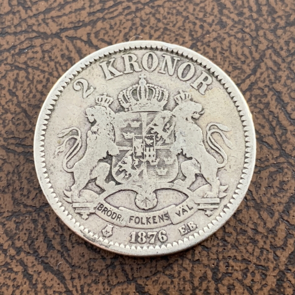 2 Kronor Silber Norwegen 1876