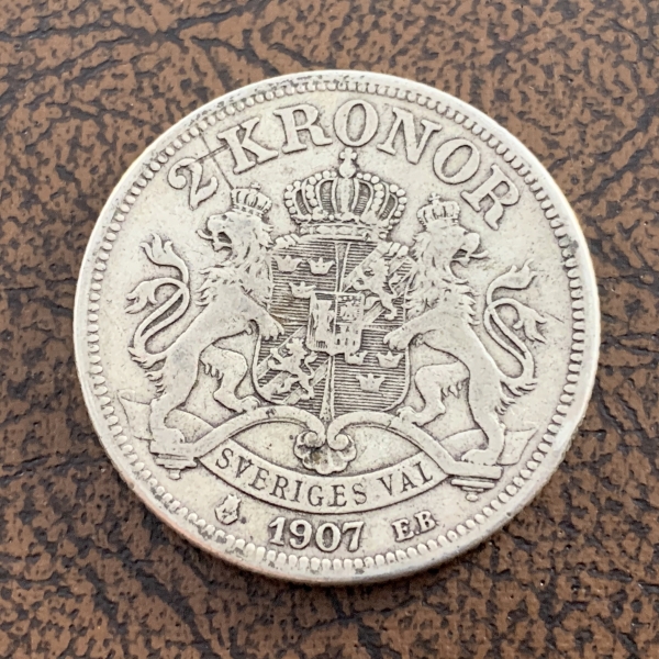 2 Kronor Silber Norwegen 1907