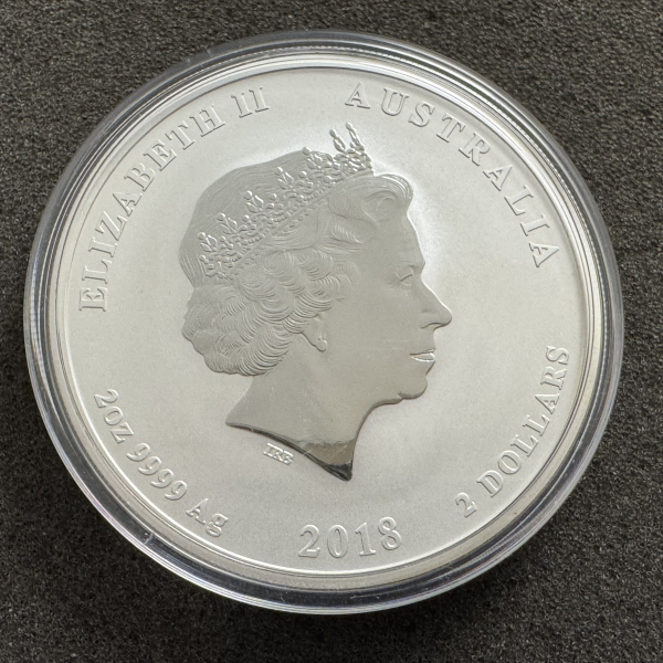2 Unzen Silber Australien Lunar II Hund 2018