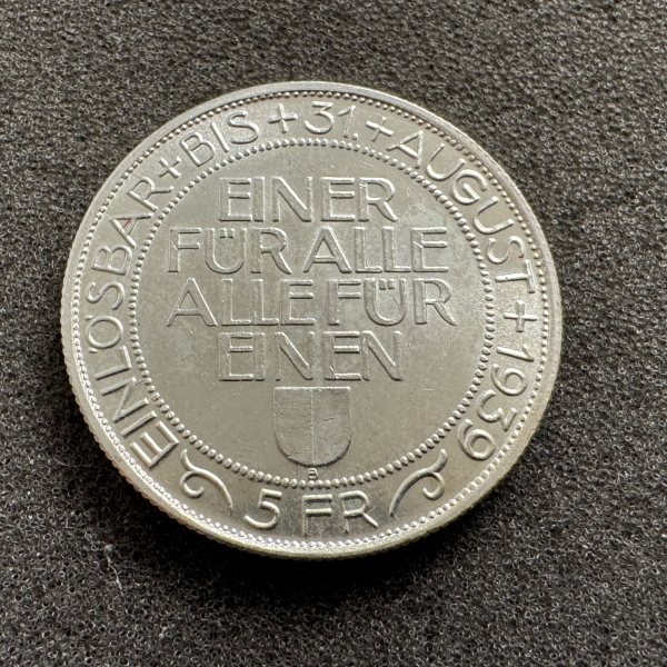 5 Franken Luzern Schützentaler 1939
