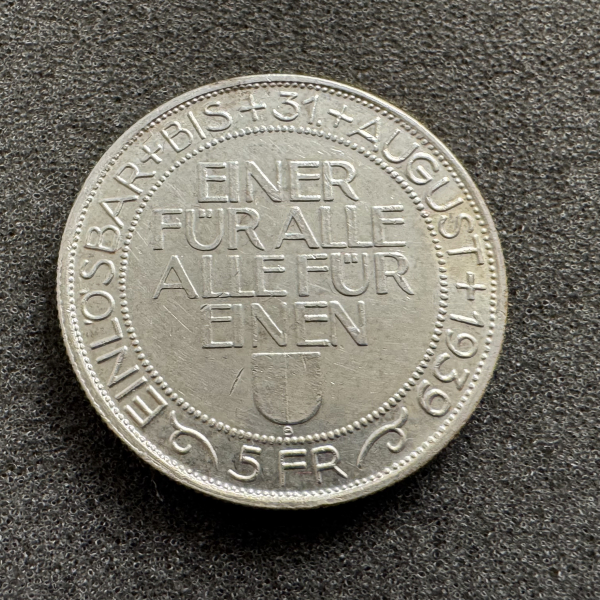 5 Franken Luzern Schützentaler 1939